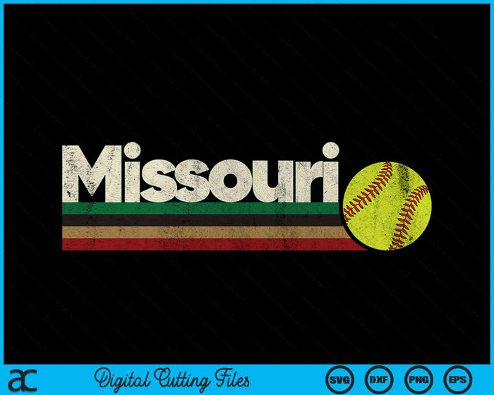 Vintage Softball Missouri Softball Retro Stripes SVG PNG Digital Cutting Files