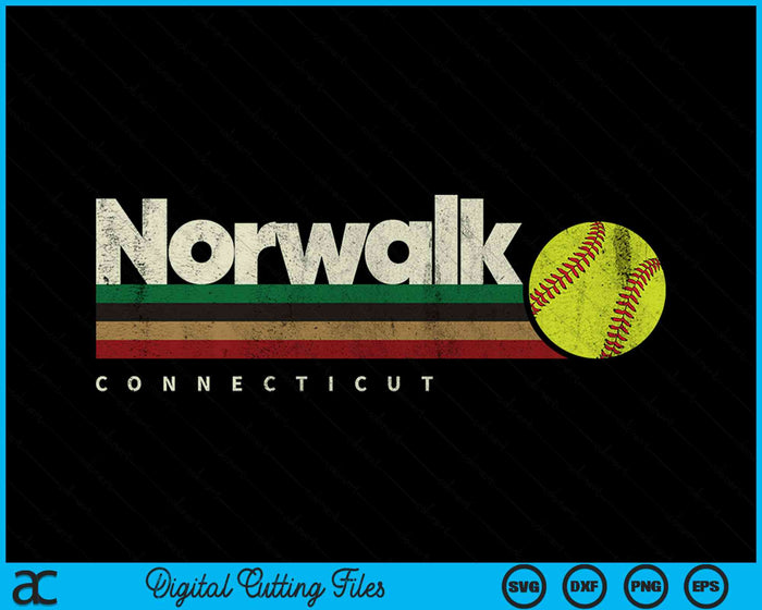 Vintage Softball Norwalk City Softball Retro Stripes SVG PNG Digital Cutting Files