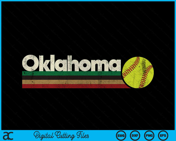 Vintage Softball Oklahoma Softball Retro Stripes SVG PNG Digital Cutting Files