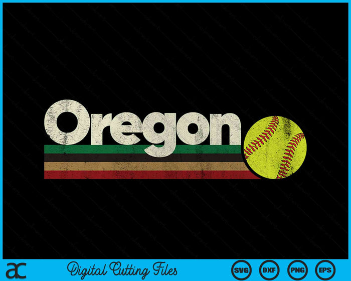 Vintage Softball Oregon Softball Retro Stripes SVG PNG Digital Cutting Files