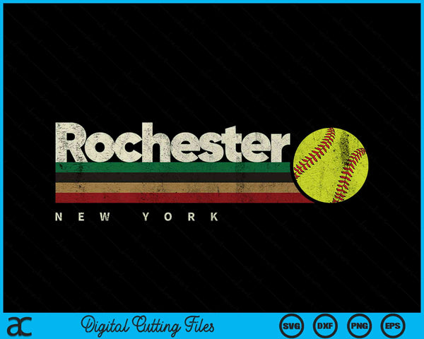 Vintage Softball Rochester City Softball Retro Stripes SVG PNG Digital Cutting Files