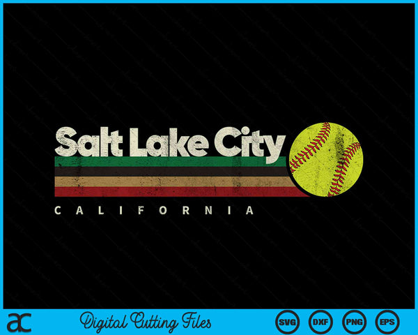 Vintage Softball Salt Lake City Softball Retro Stripes SVG PNG Digital Cutting Files