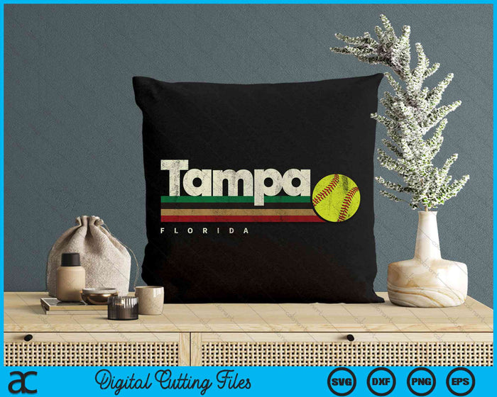 Vintage Softball Tampa City Softball Retro Stripes SVG PNG Digital Cutting Files