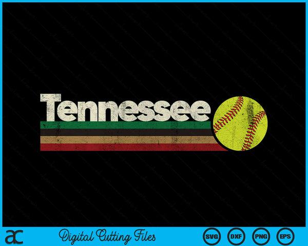 Vintage Softball Tennessee Softball Retro Stripes SVG PNG Digital Cutting Files