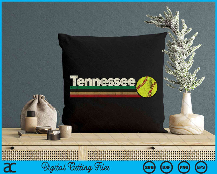 Vintage Softball Tennessee Softball Retro Stripes SVG PNG Digital Cutting Files