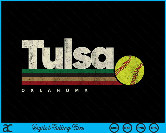 Vintage Softball Tulsa City Softball Retro Stripes SVG PNG Digital Cutting Files