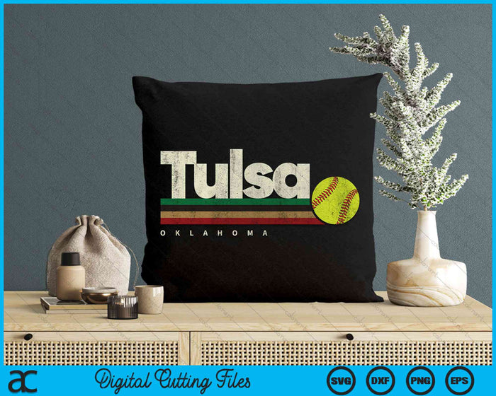 Vintage Softball Tulsa City Softball Retro Stripes SVG PNG Digital Cutting Files