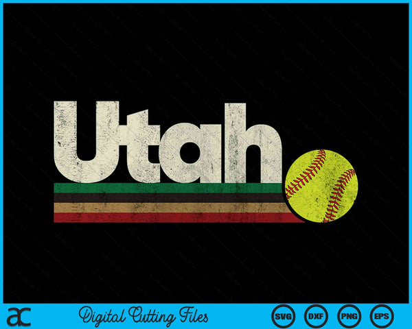 Vintage Softball Utah Softball Retro Stripes SVG PNG Digital Cutting Files