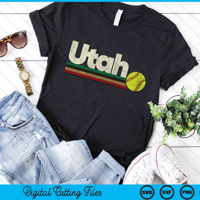 Vintage Softball Utah Softball Retro Stripes SVG PNG Digital Cutting Files