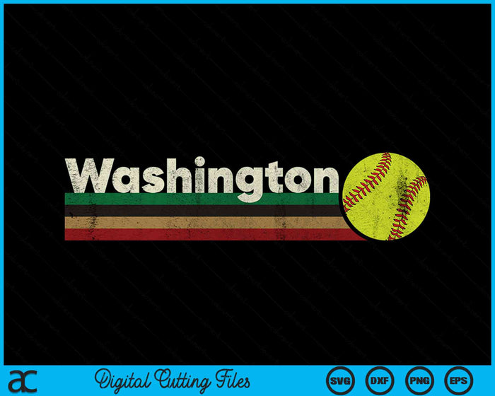 Vintage Softball Washington Softball Retro Stripes SVG PNG Digital Cutting Files