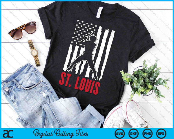 Vintage St. Louis American Flag Distressed Baseball SVG PNG Digital Cutting Files