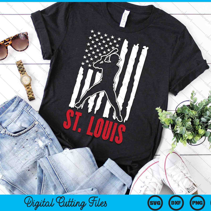 Vintage St. Louis American Flag Distressed Baseball SVG PNG Digital Cutting Files