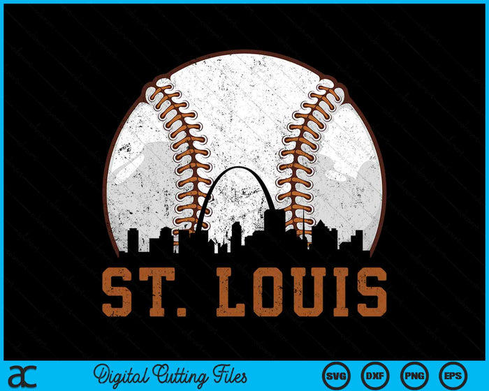 Vintage St. Louis Cityscape Baseball SVG PNG Digital Printable Files