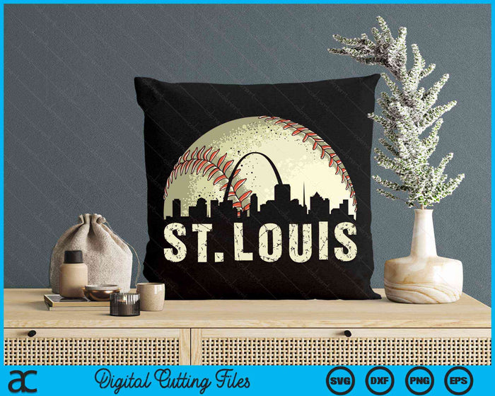 Vintage St Louis Cityscape Baseball Lover SVG PNG Digital Cutting Files