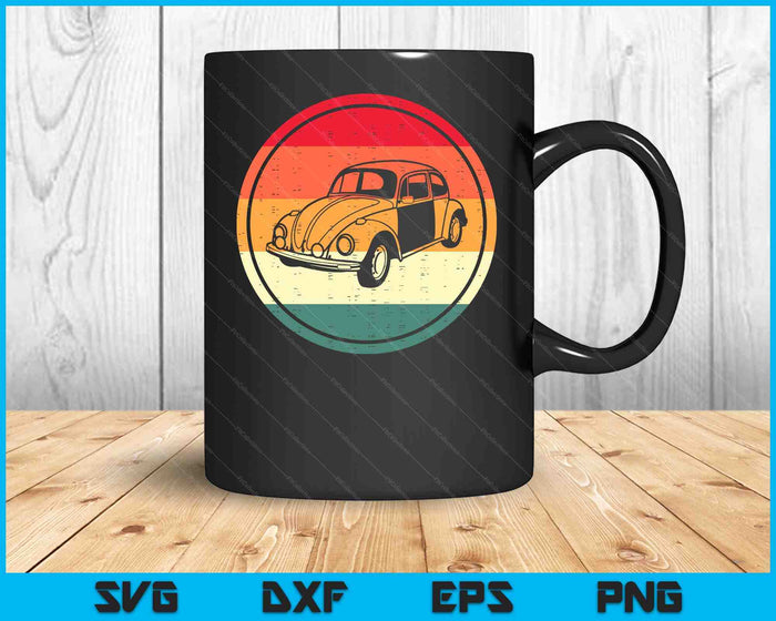 Vintage Sun Retro Sunset Tuning Beetle Car Vintage Car SVG PNG Digital Cutting Files