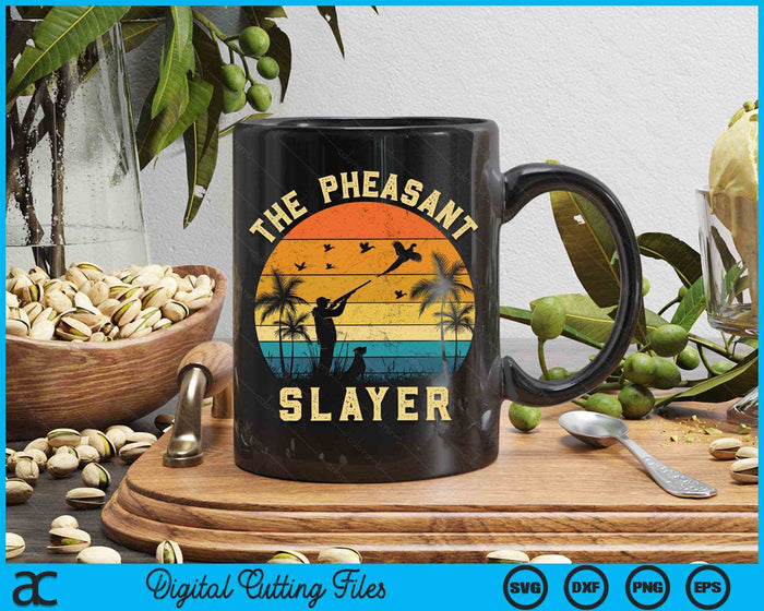 Vintage Sunset Retro Style Pheasant Hunting Pheasant Slayer SVG PNG Digital Cutting Files