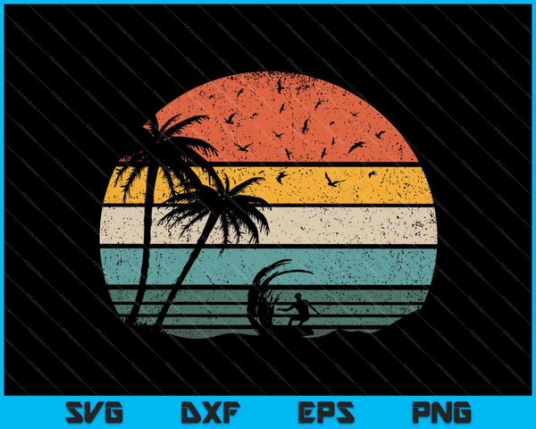 Vintage Surfer Retro Surfing Beach Surf SVG PNG Cortar archivos imprimibles