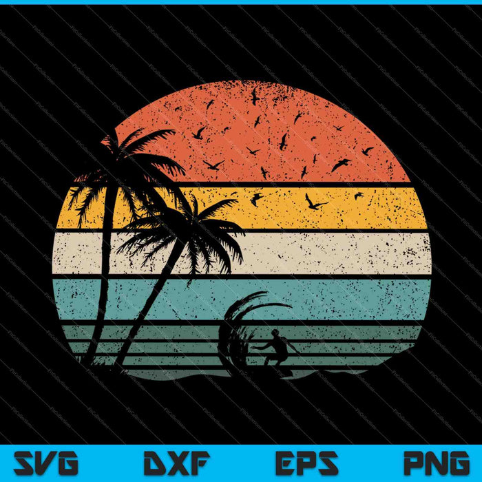 Vintage Surfer Retro Surfing Beach Surf SVG PNG Cortar archivos imprimibles