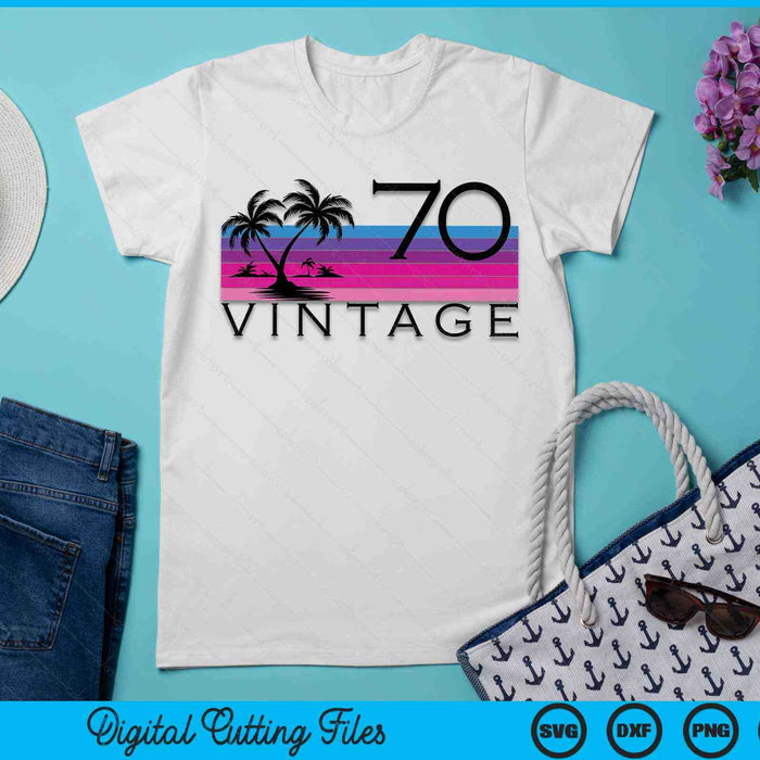 Vintage Surfing 1970 Pacific Ocean Sunset Birthday SVG PNG Digital Cutting Files