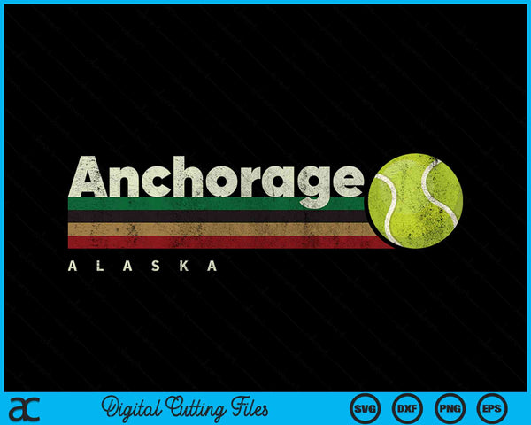 Vintage Tennis Anchorage City Tennis Retro Stripes SVG PNG Digital Cutting Files