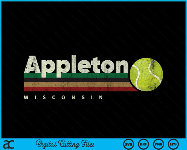 Vintage Tennis Appleton City Tennis Retro Stripes SVG PNG Digital Cutting Files
