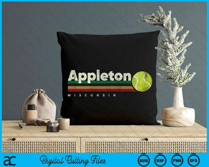 Vintage Tennis Appleton City Tennis Retro Stripes SVG PNG Digital Cutting Files