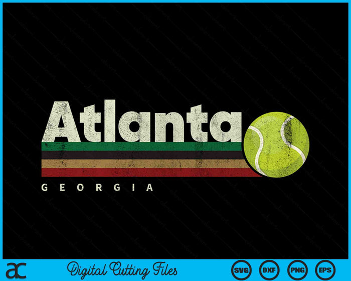 Vintage Tennis Atlanta City Tennis Retro Stripes SVG PNG Digital Cutting Files