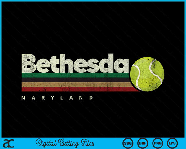 Vintage Tennis Bethesda City Tennis Retro Stripes SVG PNG Digital Cutting Files