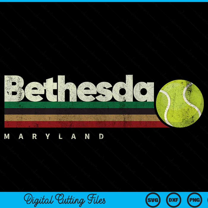 Vintage tennis Bethesda city tennis retro stripes SVG PNG cut file for Cricut