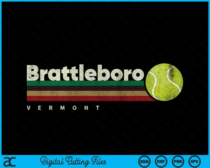 Vintage Tennis Brattleboro City Tennis Retro Stripes SVG PNG Digital Cutting Files