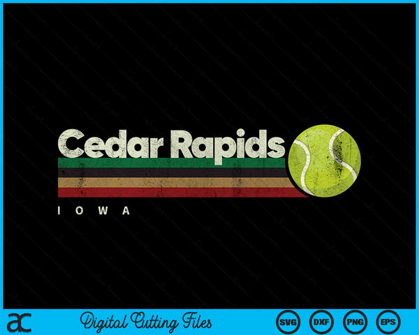 Vintage Tennis Cedar Rapids City Tennis Retro Stripes SVG PNG Digital Cutting Files