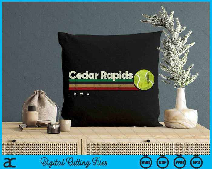 Vintage Tennis Cedar Rapids City Tennis Retro Stripes SVG PNG Digital Cutting Files