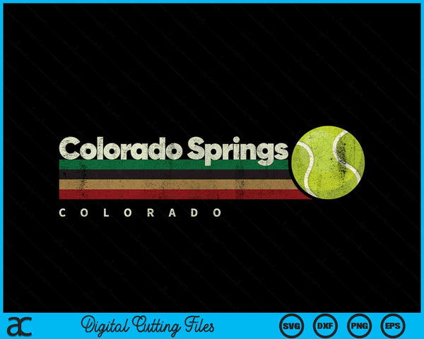 Vintage Tennis Colorado Springs City Tennis Retro Stripes SVG PNG Digital Cutting Files