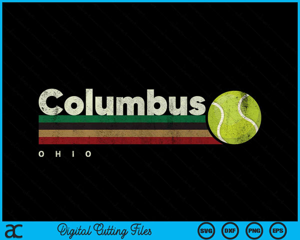 Vintage Tennis Columbus City Tennis Retro Stripes SVG PNG Digital Cutting Files