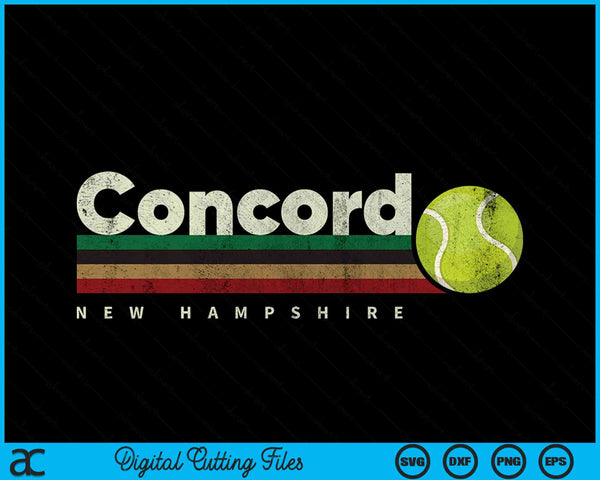 Vintage Tennis Concord City Tennis Retro Stripes SVG PNG Digital Cutting Files