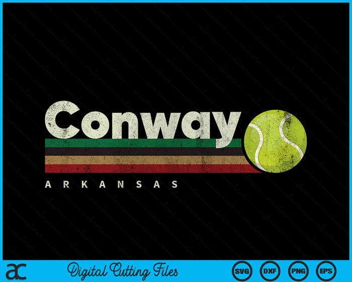 Vintage Tennis Conway City Tennis Retro Stripes SVG PNG Digital Cutting Files