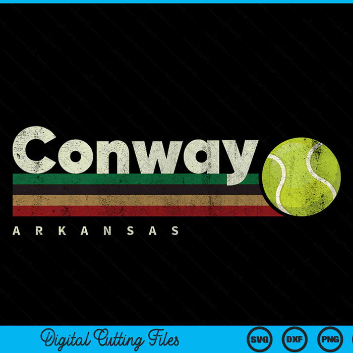 Vintage tennis conway city tennis retro stripes SVG cut file