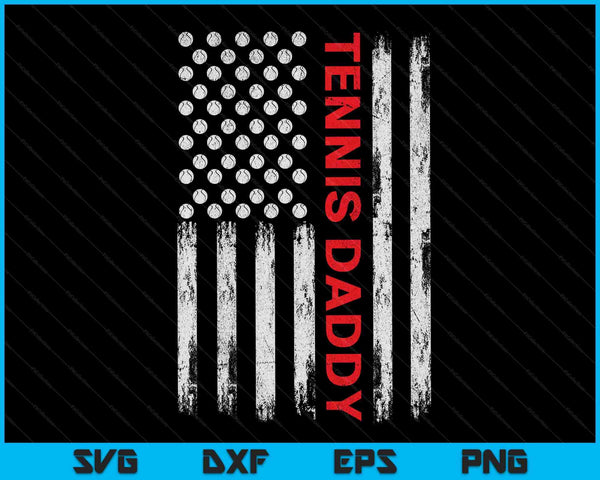 Vintage Tennis Daddy USA vlag SVG PNG digitale afdrukbare bestanden