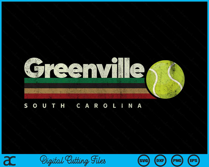 Vintage Tennis Greenville City Tennis Retro Stripes SVG PNG Digital Cutting Files