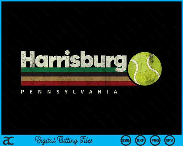 Vintage Tennis Harrisburg City Tennis Retro Stripes SVG PNG Digital Cutting Files