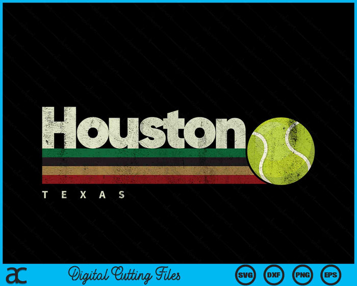 Vintage Tennis Houston City Tennis Retro Stripes SVG PNG Digital Cutting Files