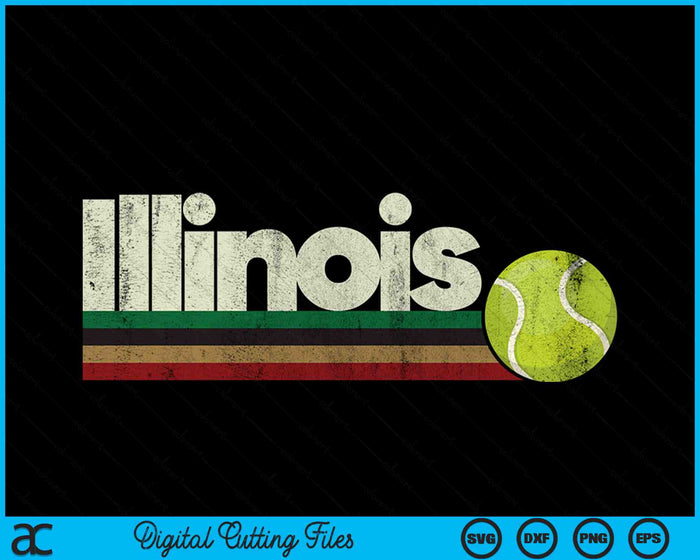Vintage Tennis Illinois Tennis Retro Stripes SVG PNG Digital Cutting Files