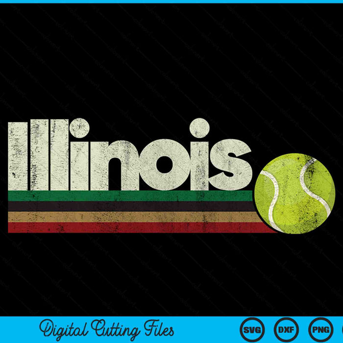 Vintage tennis Illinois tennis retro stripes SVG PNG cut file for Cricut