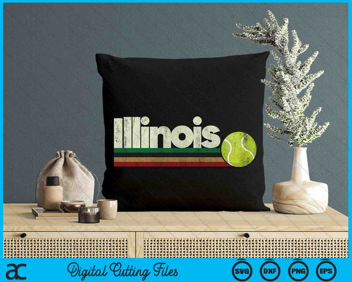 Vintage Tennis Illinois Tennis Retro Stripes SVG PNG Digital Cutting Files