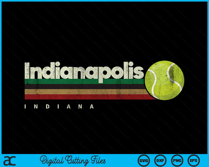 Vintage Tennis Indianapolis City Tennis Retro Stripes SVG PNG Digital Cutting Files
