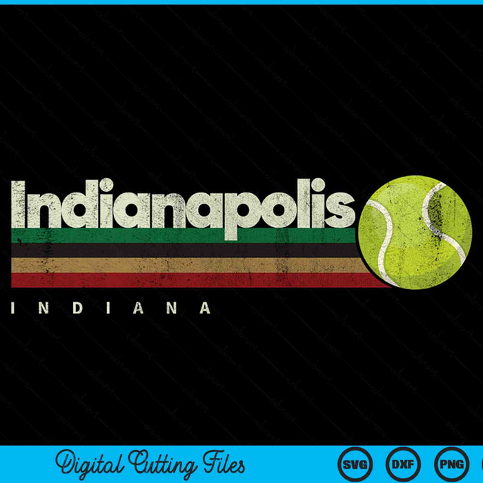 Vintage tennis indianapolis city tennis retro stripes SVG PNG cut file for Cricut