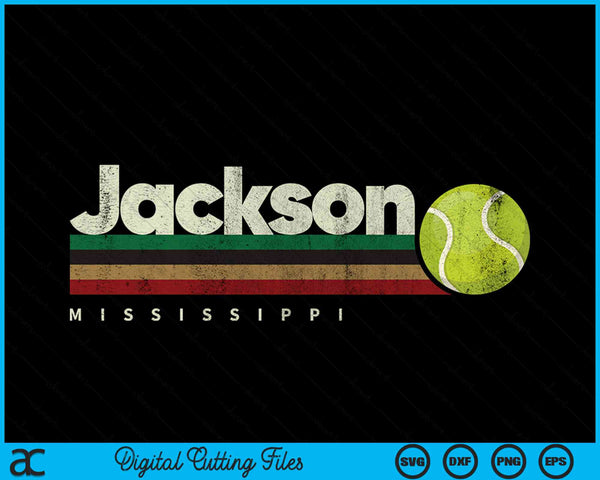 Vintage Tennis Jackson City Tennis Retro Stripes SVG PNG Digital Cutting Files