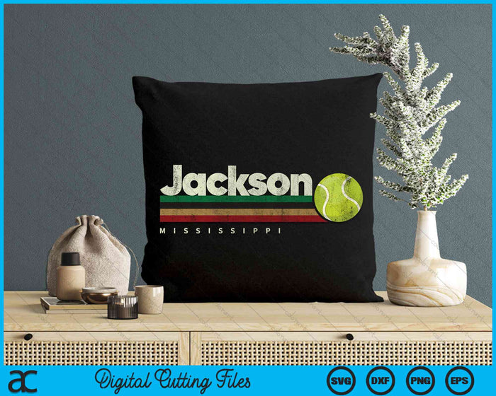 Vintage Tennis Jackson City Tennis Retro Stripes SVG PNG Digital Cutting Files