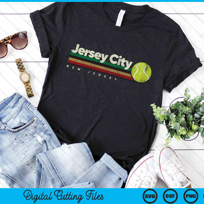 Vintage Tennis Jersey City Tennis Retro Stripes SVG PNG Digital Cutting Files