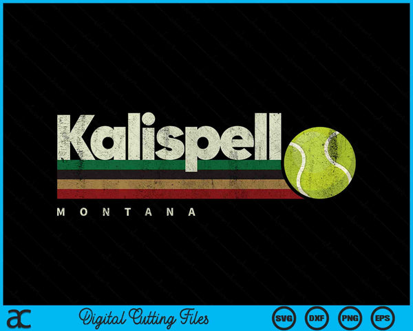 Vintage Tennis Kalispell City Tennis Retro Stripes SVG PNG Digital Cutting Files